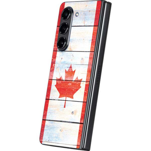 Canada Flag Light Wood Galaxy Z Fold5 5G Skin